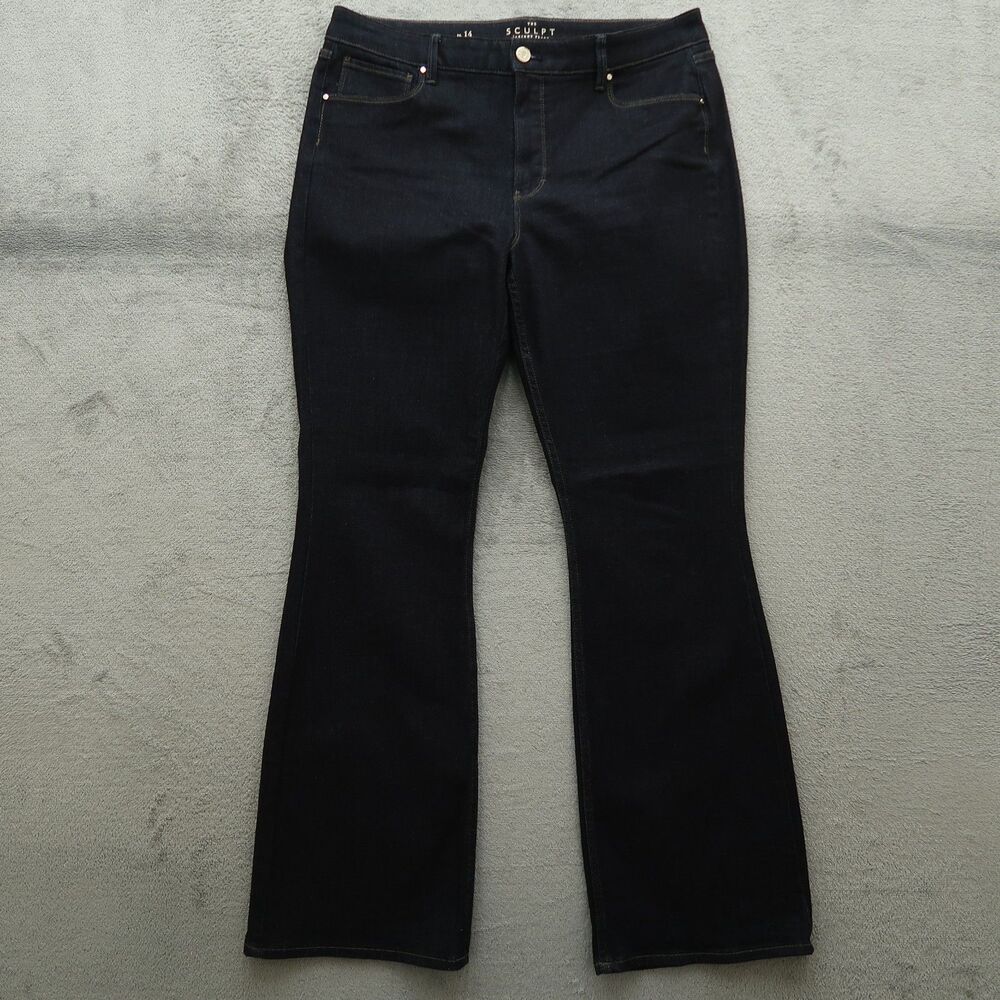 WHBM Jeans Women's Size 14 Navy High-Rise Skinny Flare Stretch Denim 32" Inseam
